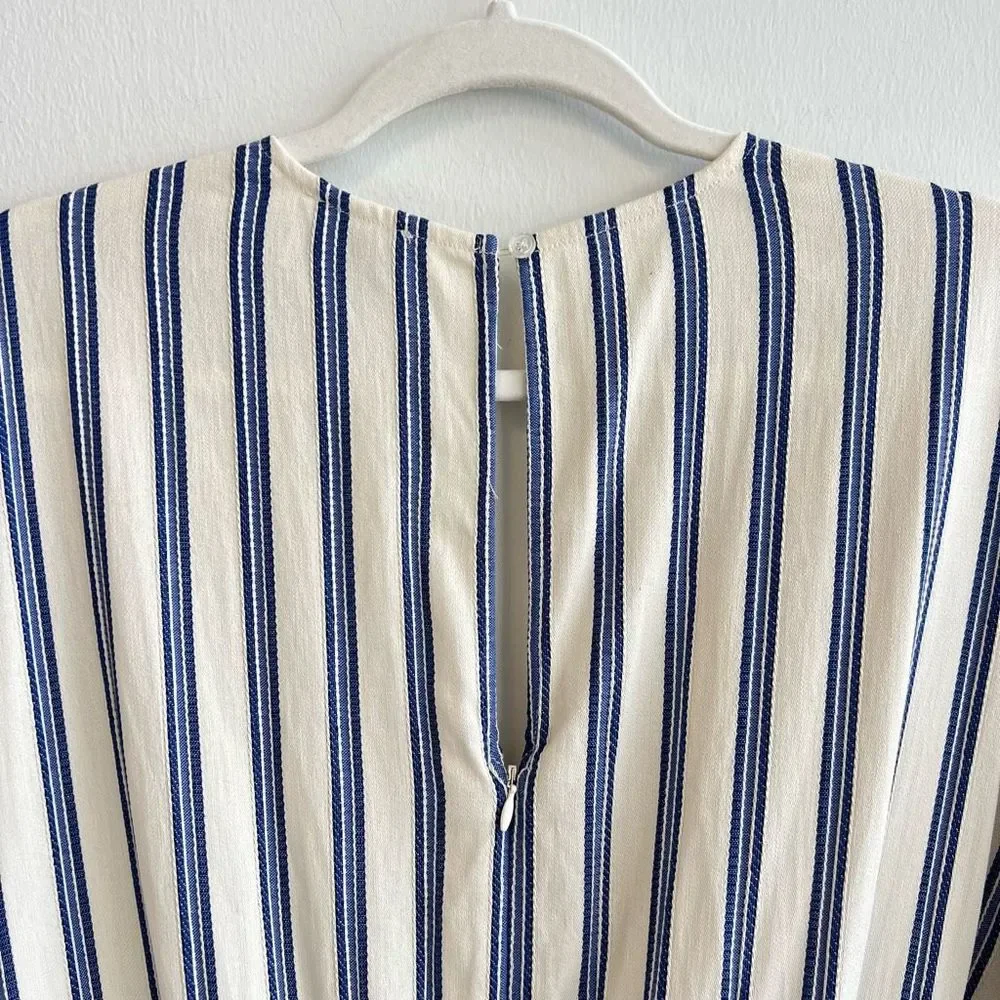Anthropologie Greylin Blue Striped Josie Romper Shorts Size M Belted Soft - Picture 10 of 16